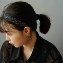 古董領帶改製手工髮箍-宇宙起源-灰黑-窄版