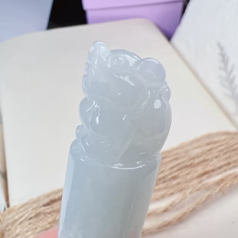 冰種白翡翡翠貔貅印章 | 天然緬甸玉翡翠A貨 | 送禮