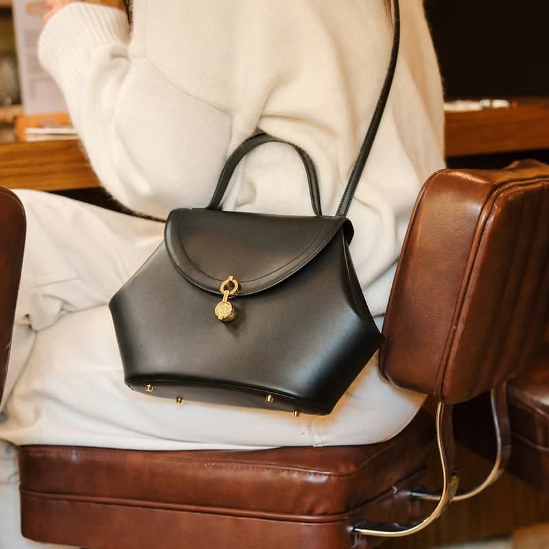 The Miro Bag 玉米基純素皮革 手提包 斜背包 黑色