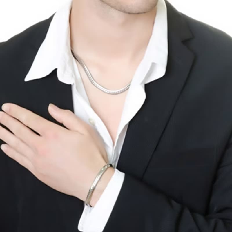 純鈦男性手鍊 蛇紋貼身 (抗敏/永不變質)