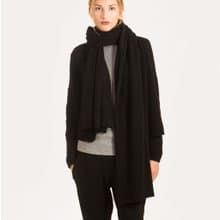 black cashmere scarf, cashmere travel wrap, knit cashmere shawl, pashmina