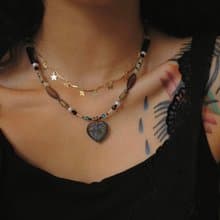 【August Lover】復古藍棕 淡水珍珠 進口捷克古董珠 琉璃 磁吸扣