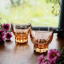 1950年法國 Rosalin 淡粉色玻璃杯 (一對杯2件)