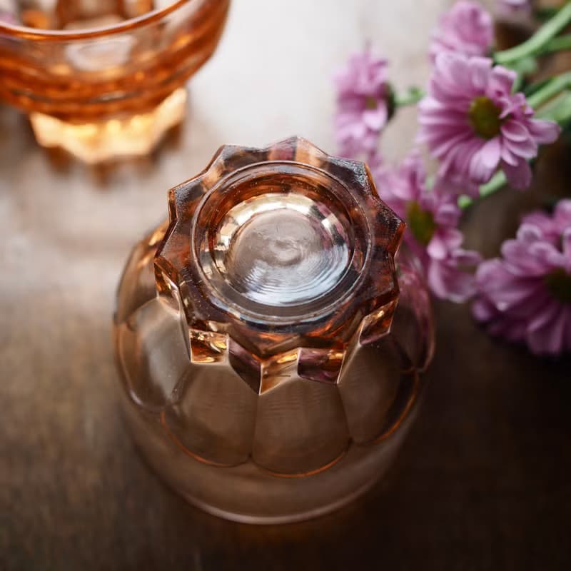 1950年法國 Rosalin 淡粉色玻璃杯 (一對杯2件)