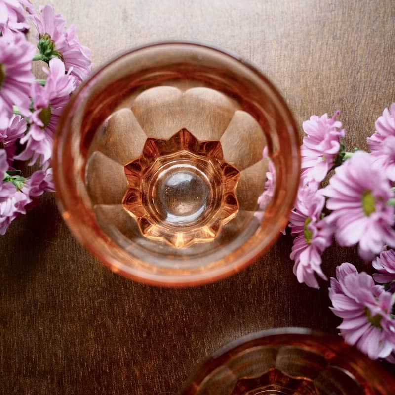 1950年法國 Rosalin 淡粉色玻璃杯 (一對杯2件)