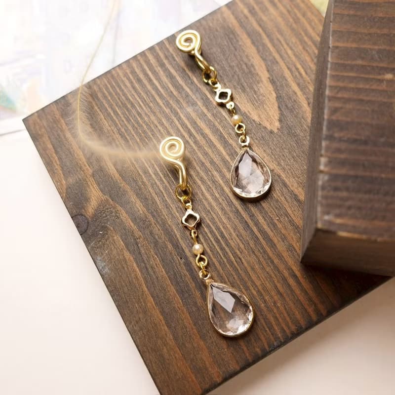 長墜立體水滴 無痛耳夾