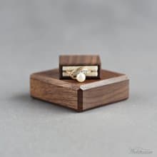 Slim engagement ring box, small wood ring case
