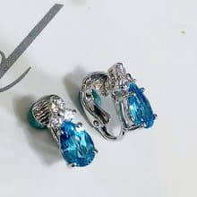 vintage jewelry  經典璀璨單顆萊茵鑽 夾式耳環