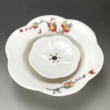 台灣【茶具】 酒井壺承 壽桃蝙蝠壺承 瓷器壺承