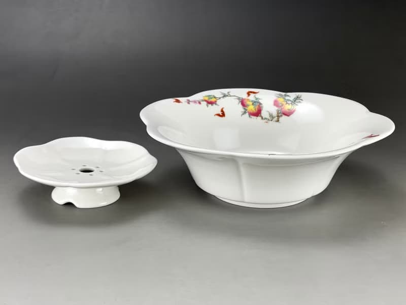 台灣【茶具】 酒井壺承 壽桃蝙蝠壺承 瓷器壺承