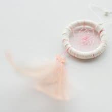 DIY材料包-捕夢網 迷你版 5cm -淺珊瑚紅(馬卡龍色系)