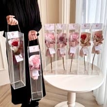 康乃馨單支花束+透明金鍊提袋組 永生花 乾燥花 母親節禮盒聖誕樹