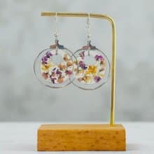 全新壓花樹脂耳飾 滴膠花耳飾 仙氣花耳飾