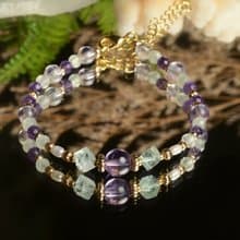 【神山晶礦】紫水晶螢石珍珠葡萄手鍊/紫水晶/螢石/珍珠/葡萄