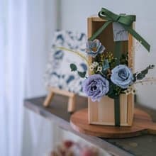 木盒花禮/藍色系/乾燥永生花