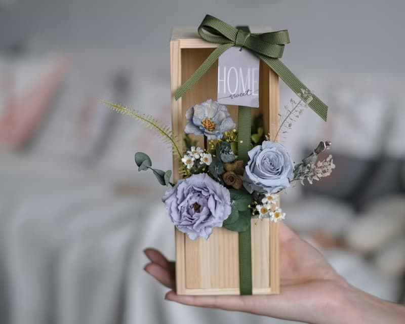 木盒花禮/藍色系/乾燥永生花