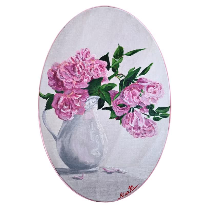 玫瑰花壺靜物原創藝術手繪藝術品 作者 RinaArtSK