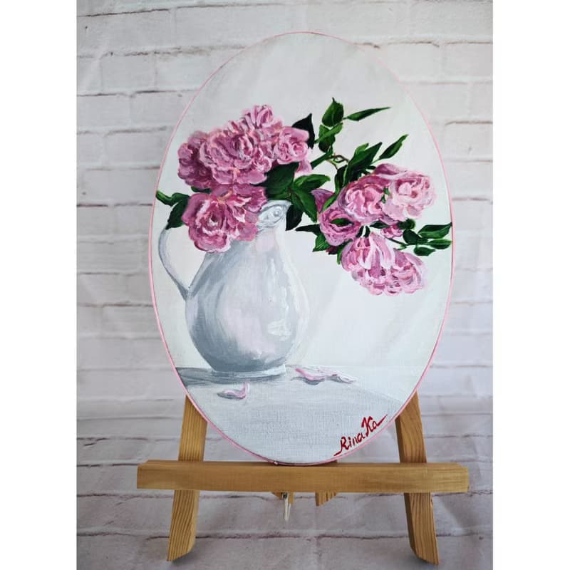 玫瑰花壺靜物原創藝術手繪藝術品 作者 RinaArtSK