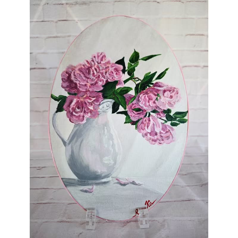 玫瑰花壺靜物原創藝術手繪藝術品 作者 RinaArtSK