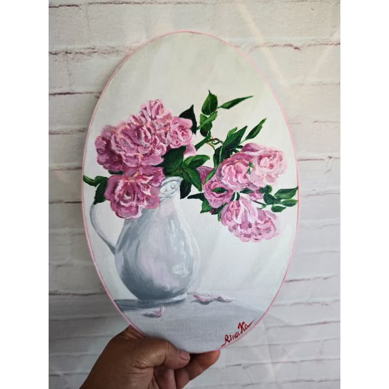 玫瑰花壺靜物原創藝術手繪藝術品 作者 RinaArtSK