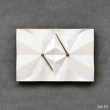 HOMER | 水泥摺紙時鐘 Origami Clock 白色/鑽石切面/啞光