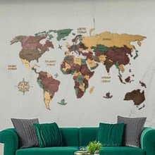Anti-Allergic (1) Painted World Map-Wall Decoration for Homes and Offices