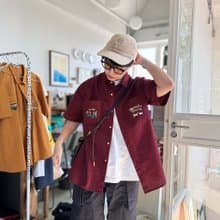 Basic基本款棉短袖襯衫 Tuk Tuk l Red Wine 紅色的  S/M/L