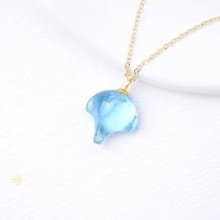 沁藍冰透藍 魔鬼小魟魚 天然海藍寶鎖骨鍊 14K