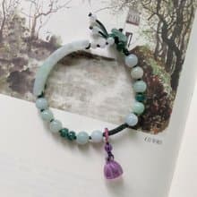 手作 觀枝集。天然翡翠紫水晶蓮蓬復古編織手鏈 古風手繩文藝禮物