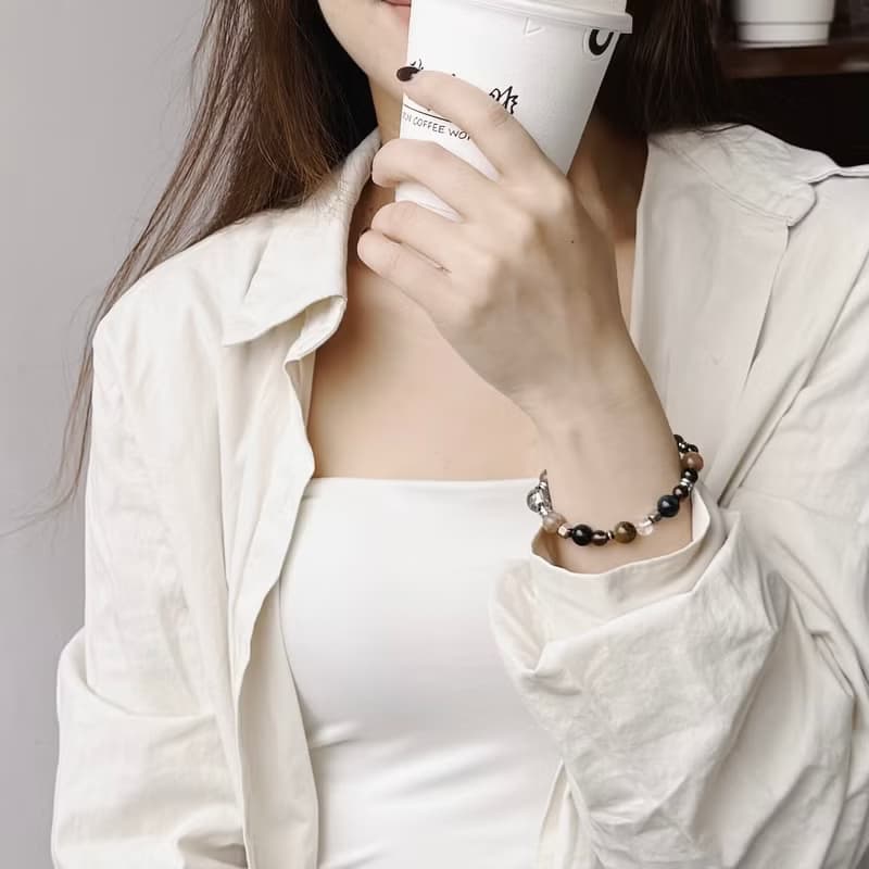 Mimis設計款 虎眼晶魅 胎毛水晶手鍊