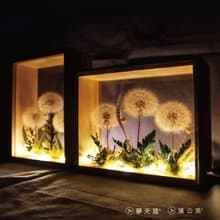 夢天涯 蒲公英永生花 玻璃畫框-燈