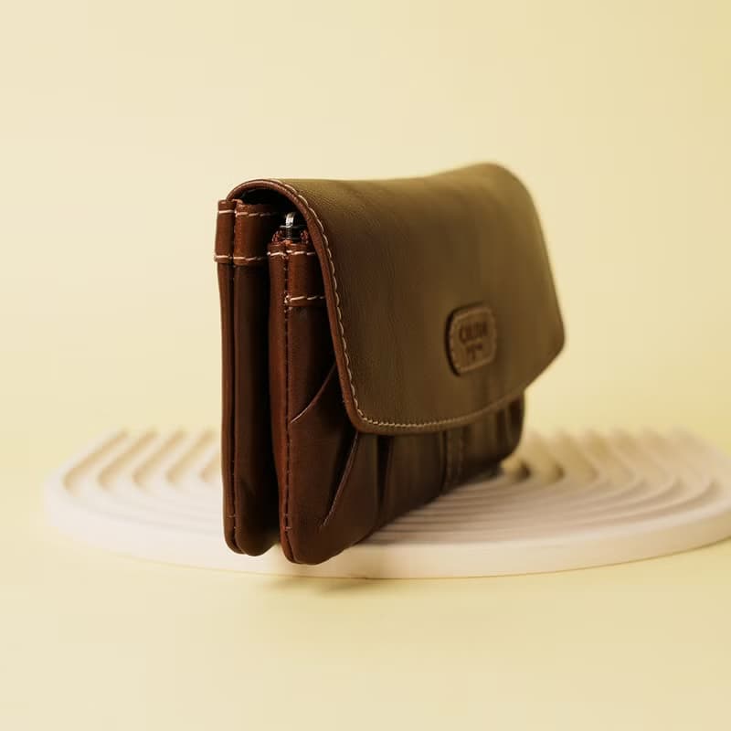 【24hr快速出貨】淺皺上掀式打褶真皮大容量長夾-075182 兩色