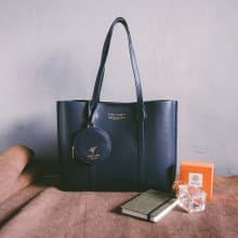 真皮氣質肩背托特包 22273 藍