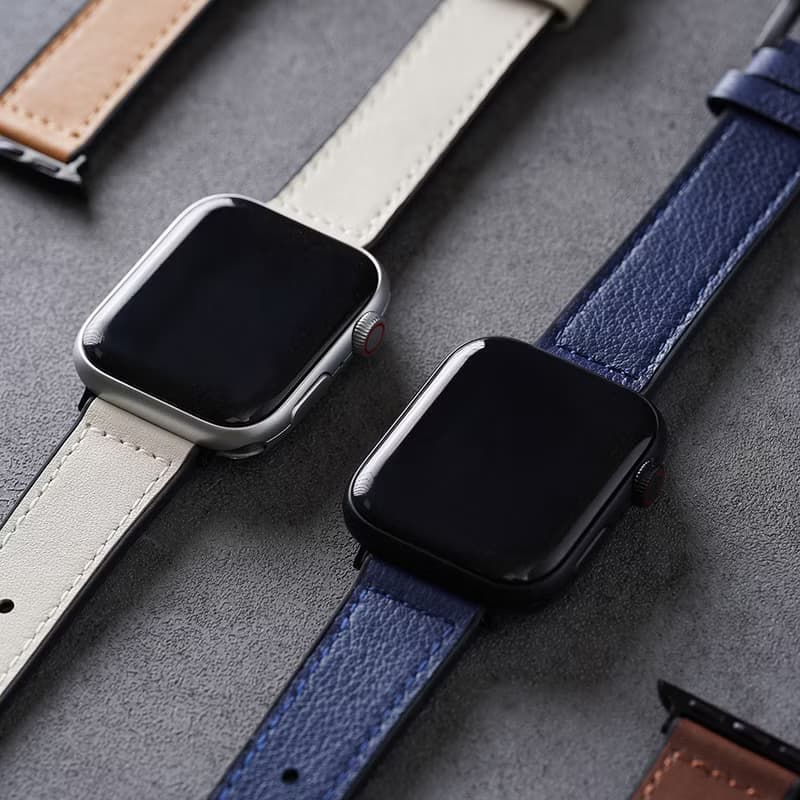 Apple watch - 包邊高質感黑扣皮錶帶