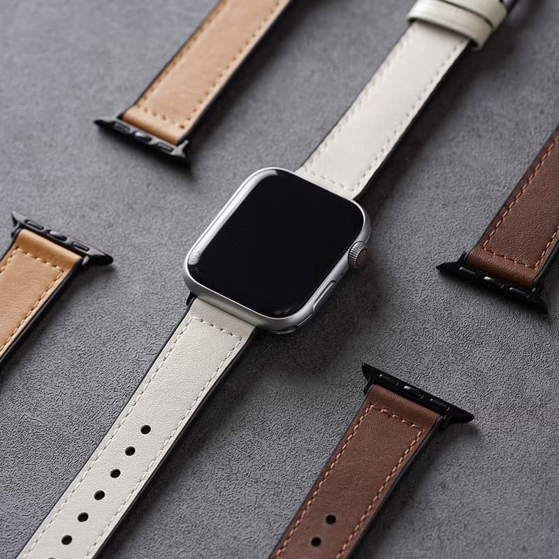 Apple watch - 包邊高質感黑扣皮錶帶