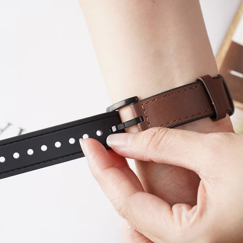 Apple watch - 包邊高質感黑扣皮錶帶