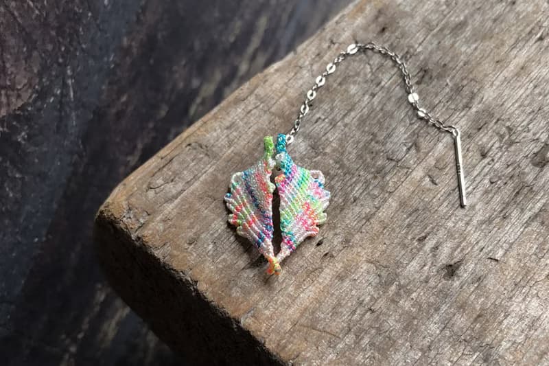 天使之翼 耳線耳飾 手工編織 金屬質感線材 幻彩白