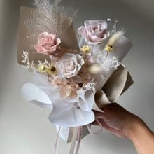 奶茶風永生花束-情人節/520/七夕/生日紀念日禮物/永生玫瑰花束