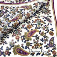 Christian Dior Vintage Handkerchief Multi Floral Paisley 18 x 18 inches