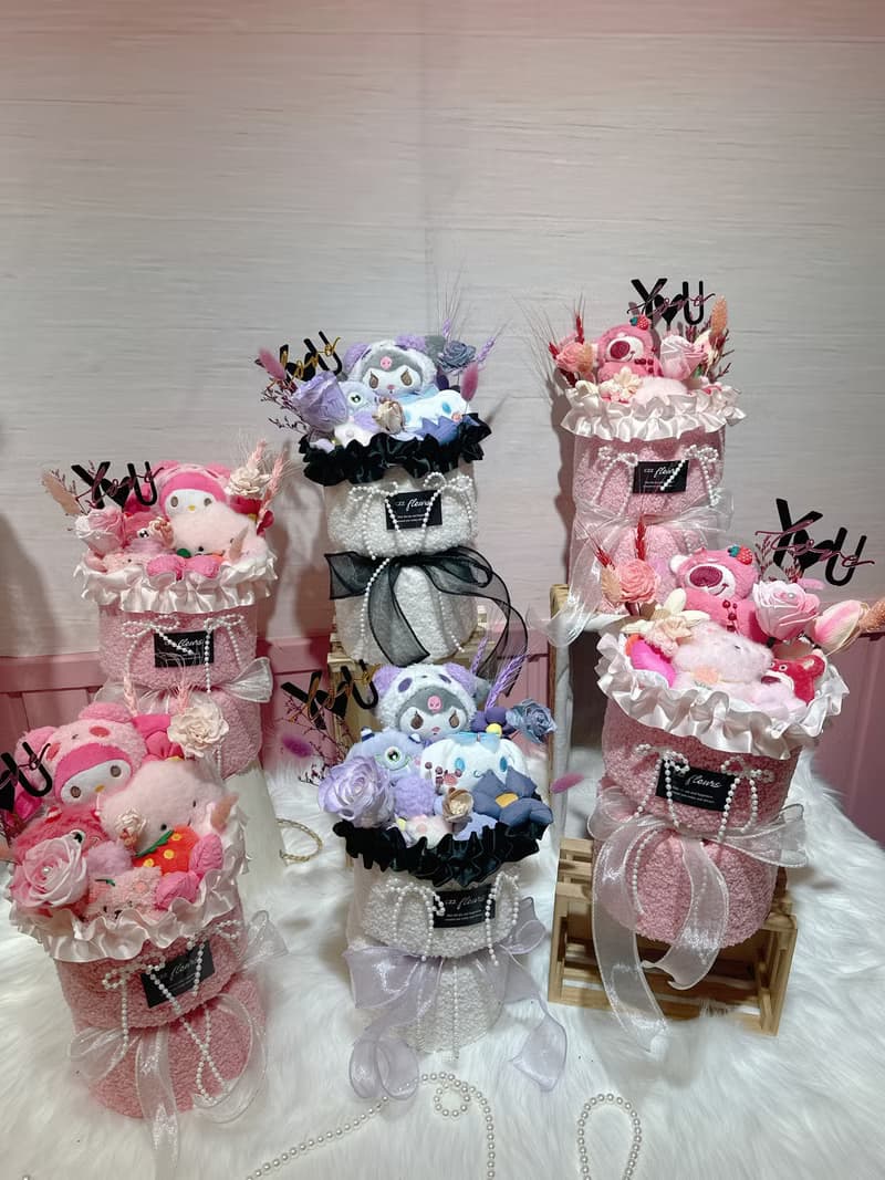 敲可愛草莓熊玩偶永生花花束 情人節花束 生日 告白 週年紀念畢業