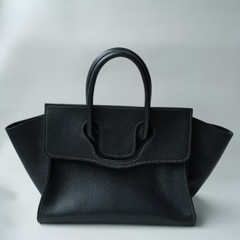 灰色荔枝紋牛皮包包 真皮手縫牛皮包包