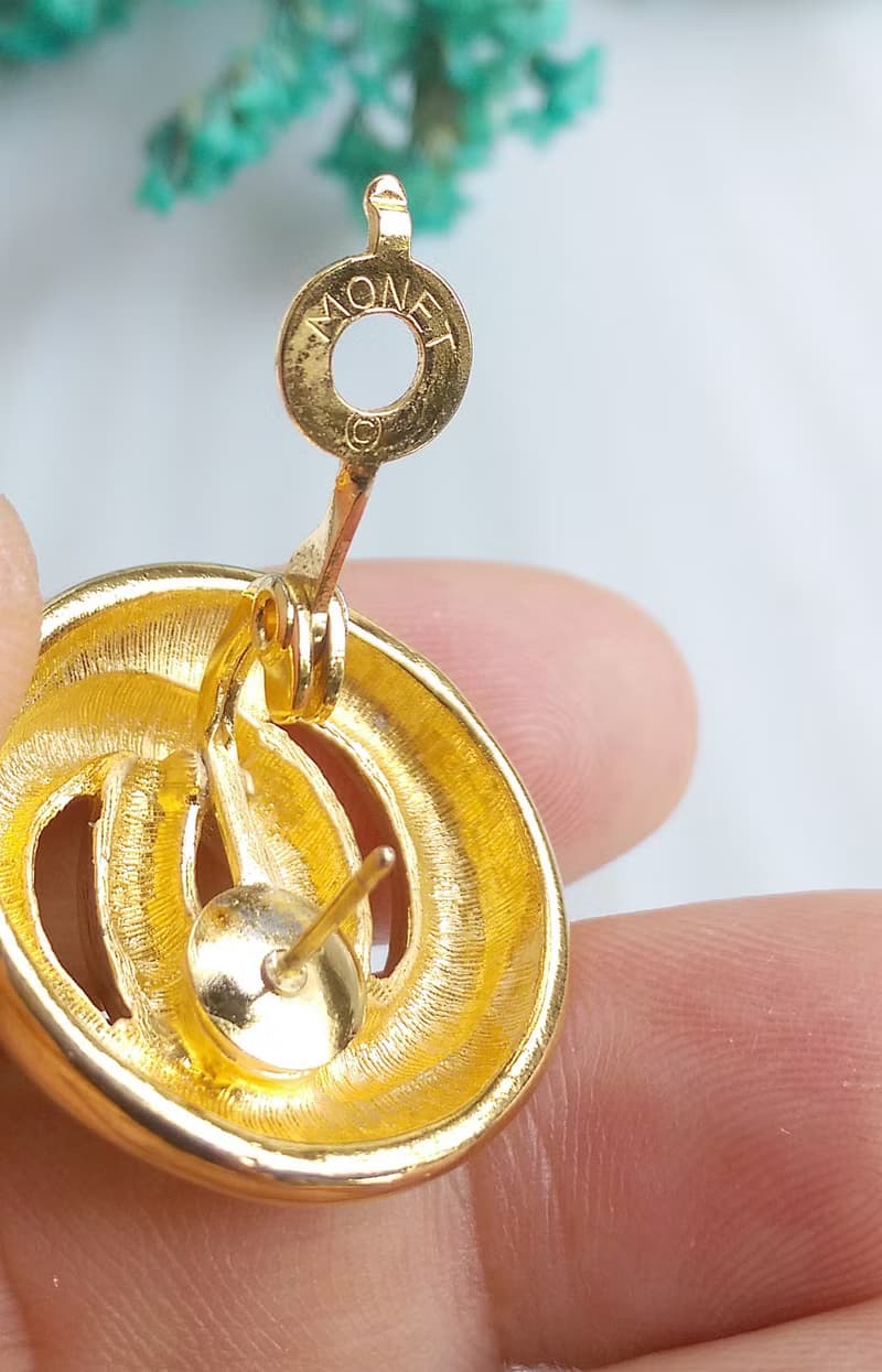 Vintage Jewelry 西洋古董飾品 MONET 摩登簡約 針式耳環
