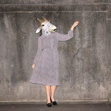 {:::Giraffe 長頸鹿人:::}_小荷葉圓領蝴蝶結側排釦長袖古著洋裝