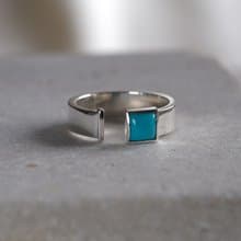Turquoise square open ring ターコイズスクエアオープンリング　天然石　シルバー