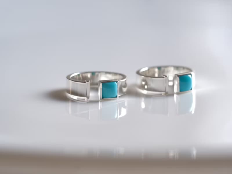 Turquoise square open ring ターコイズスクエアオープンリング　天然石　シルバー