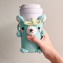 Green Bear Coffee Sleeve 16 oz | Cute Crochet Cozy for Iced Drinks