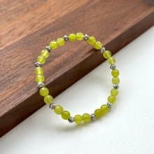 【和諧平衡】綠石復古鍍銀手鏈 橄欖綠色 森林色