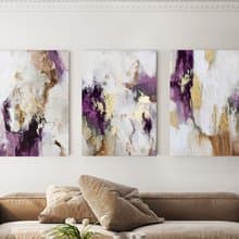 Purple Abstract Art | Purple Painting | Triptych Wall Art | Pink Flow Set of 3