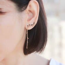 【禮物】流動金沙-黑尖晶石 水晶珍珠14KGF輕感減壓耳環 耳