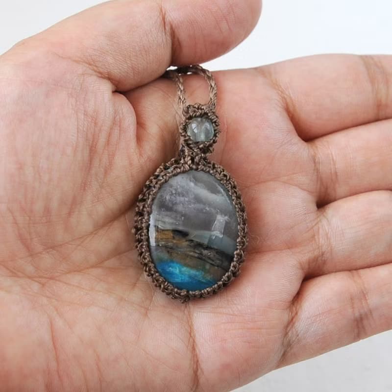 祕魯藍蛋白石編織項鍊